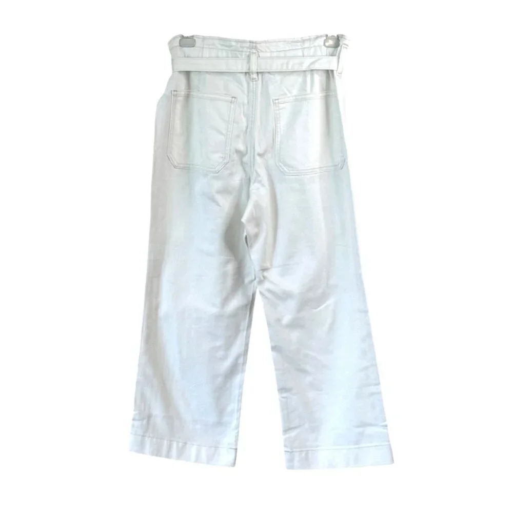 J. Crew Women's Petite Belted Paperbag Jean Soft White Pockets Crop Size P28 NWT